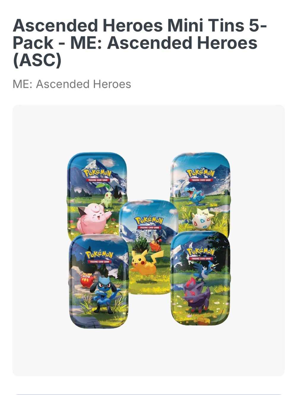 Pokemon Ascended Heroes Mini Tins - Blue, Green, Yellow